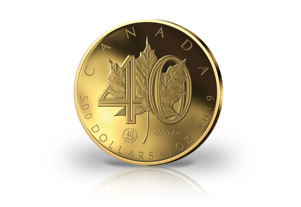 Maple Leaf 5 oz Gold 2019 Kanada 40 Jahre Maple Leaf