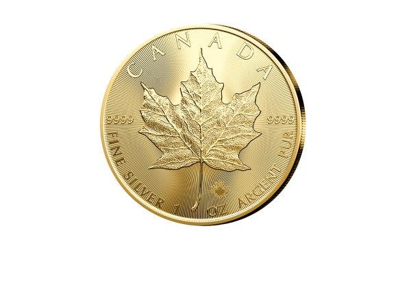 Maple Leaf 1 oz Silber 2023 Kanada veredelt mit 24 Karat Goldauflage