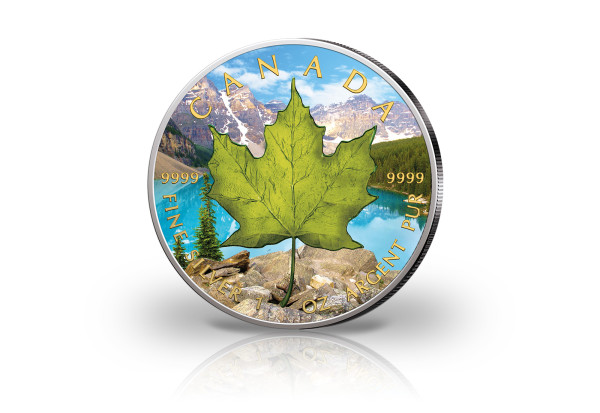 Maple Leaf 1 oz Silber 2022 Kanada Frühling veredelt mit Farbapplikation