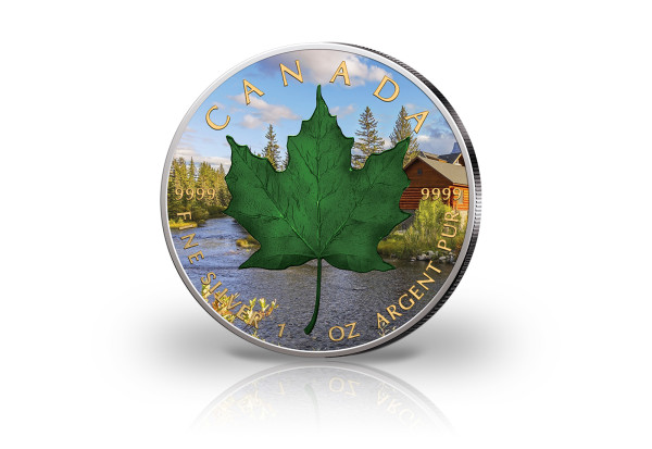 Maple Leaf 1 oz Silber 2022 Kanada Sommer veredelt mit Farbapplikation