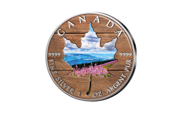 Maple Leaf 1 oz Silber 2023 Kanada Frühling veredelt mit Farbmotiv