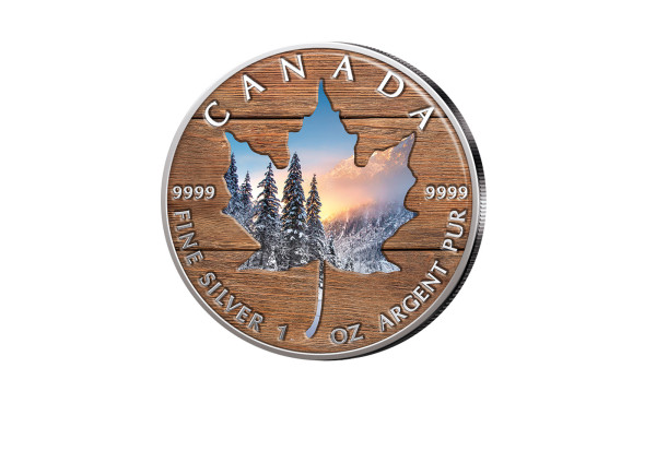 Maple Leaf 1 oz Silber 2023 Kanada Winter veredelt mit Farbmotiv
