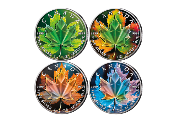 Maple Leaf 4x 1 oz Silber 2024 Kanada Set Jahreszeiten mit Farbmotiv