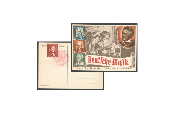 Berlin MiNr.: 74 auf Motiv-Postkarte mit rotem SST