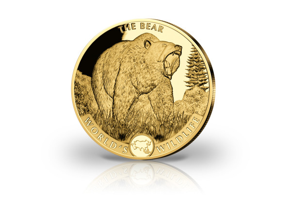 Worlds Wildlife Bär 20 Francs 1 oz Gold 2022 Kongo st