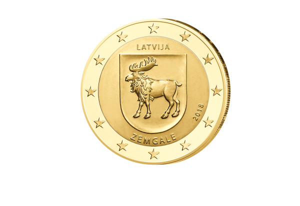 2 Euro 2018 Lettland Zemgale mit 24 Karat Goldauflage