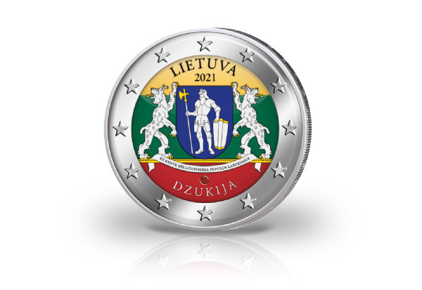2 Euro 2021 Litauen Ethnographische Region Dzukija mit Farbmotiv