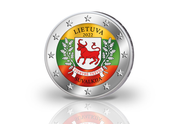 2 Euro 2022 Litauen Ethnographische Region Suvalkija mit Farbmotiv