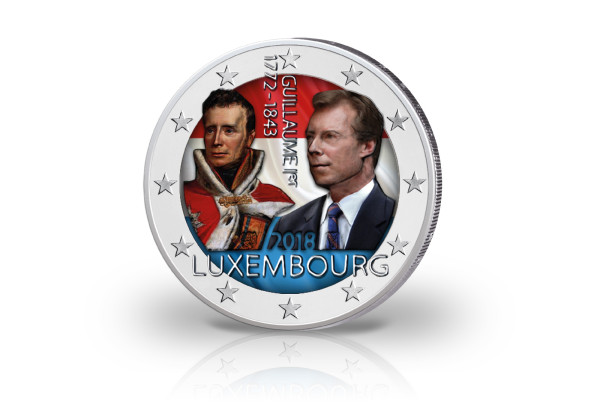 2 Euro 2018 Luxemburg 175. Todestag von Guillaume I. mit Farbapplikation