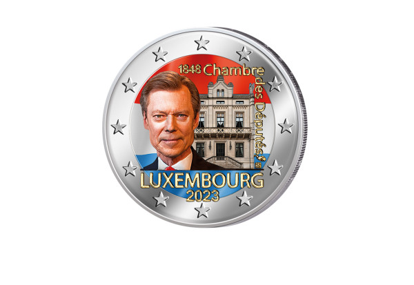 2 Euro 2023 Luxemburg 175 Jahre Abgeordnetenkammer und 1. Verfassung mit Farbm.