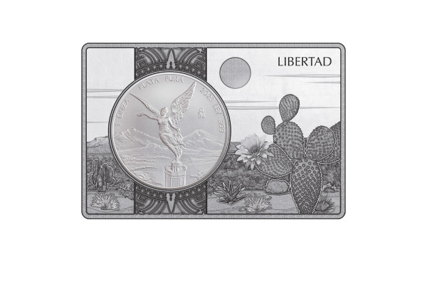Libertad 1 oz Silber 2023 Mexiko eingefasst in einem Barren
