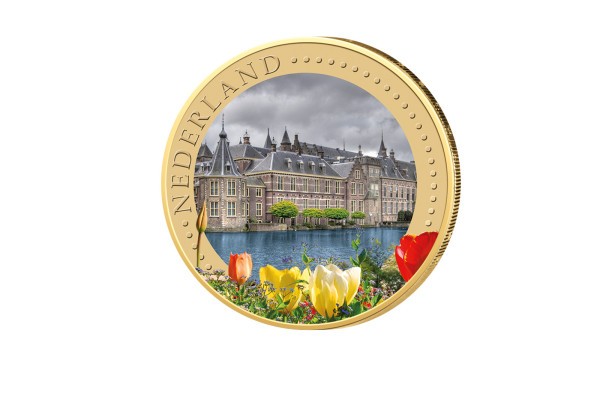 2 Euro vergoldet Niederlande Binnenhof