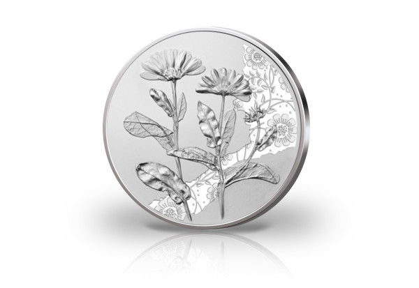 10 Euro Silbermünze 2022 Österreich Ringelblume Mit der Sprache der Blumen hgh
