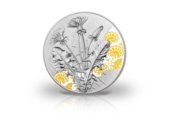 10 Euro Silbermünze 2022 Österreich Löwenzahn Mit der Sprache der Blumen PP