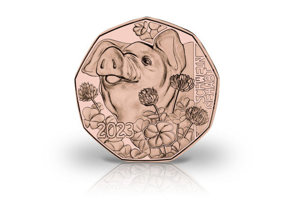 5 Euro Kupfermünze 2023 Österreich Neujahresmünze Schwein gehabt