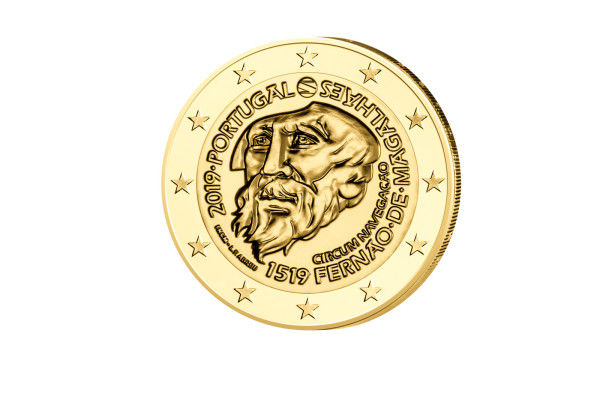 2 Euro 2019 Portugal 500 Jahre Weltumsegelung Magellan mit 24 Karat Goldauflage
