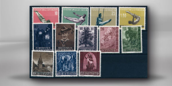 Briefmarke Liechtenstein Jahrgang 1957 **