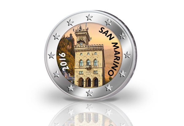 2 Euro 2016 San Marino Regierungspalast mit Farbmotiv