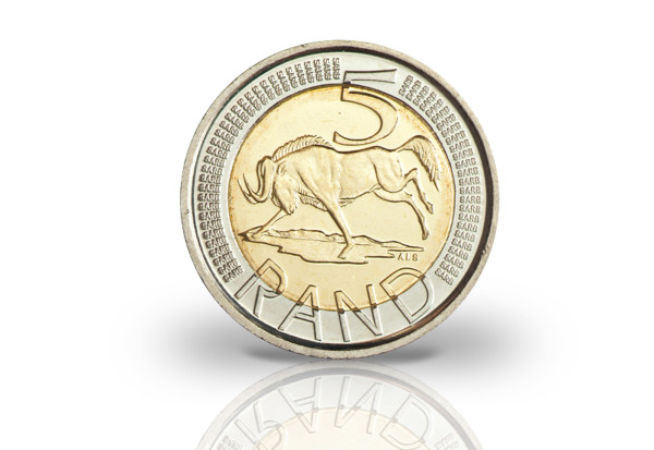 5 Rand 2010 Kursmünze Südafrika