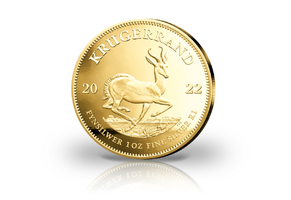 Krügerrand 1 oz Silber 2022 Südafrika veredelt mit 24 Karat Goldauflage