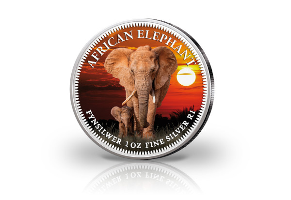 Krügerrand 1 oz Silber Südafrika mit Farbmotiv Elefant
