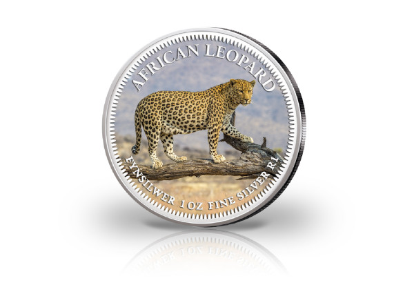 Krügerrand 1 oz Silber Südafrika mit Farbmotiv Leopard