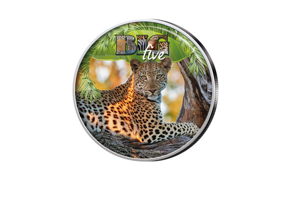 Big Five Krügerrand 1 oz Silber Südafrika mit Farbmotiv Leopard