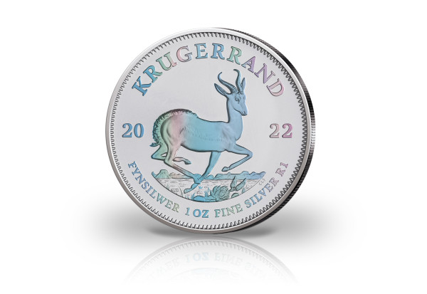 Krügerrand 1 oz Silber 2022 Südafrika veredelt mit Hologramm
