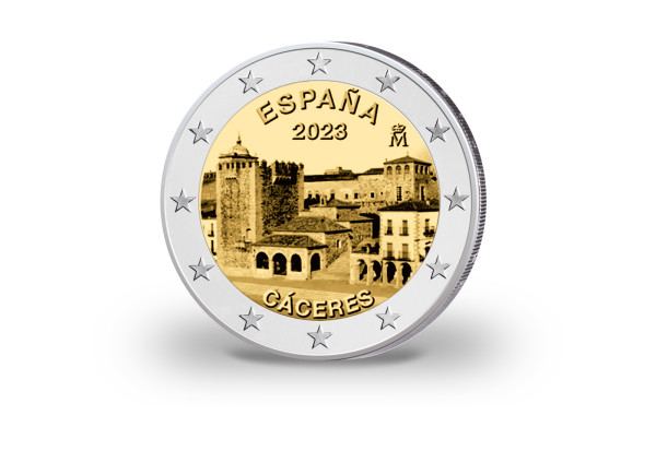 2 Euro 2023 Spanien Altstadt von Caceres bfr.