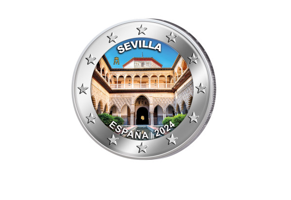 2 Euro 2024 Spanien Kathedrale von Sevilla mit Farbmotiv