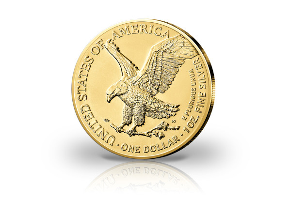 American Eagle 1 oz Silber 2022 USA veredelt mit Goldauflage