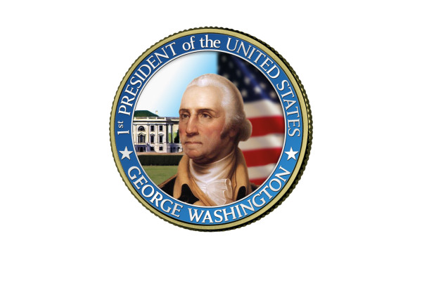 ½ Kennedy-Dollar USA vergoldet mit Farbmotiv George Washington