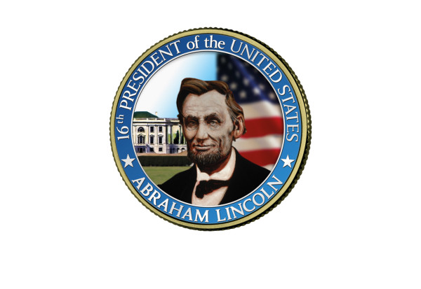 ½ Kennedy-Dollar USA vergoldet mit Farbmotiv Abraham Lincoln
