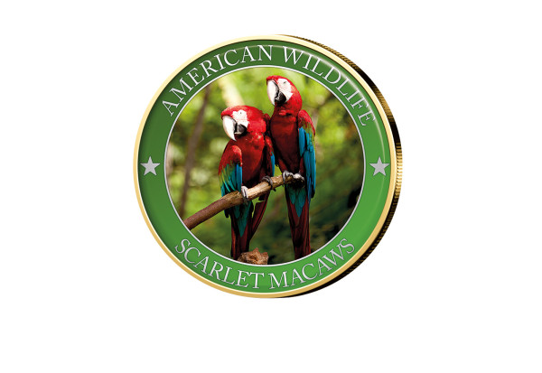 1/2 Dollar USA Scarlet Macaw Serie American Wildlife mit Farbmotiv