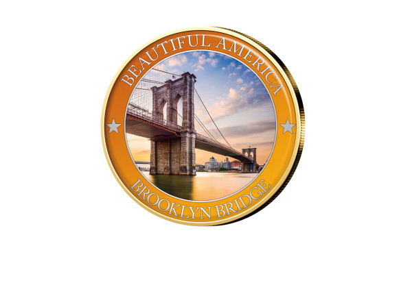 1/2 Dollar USA Brooklyn Bridge - Serie Beautiful America mit Farbmotiv
