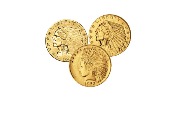 2,5 Dollars bis 10 Dollars Goldmünzen Set USA Indian Head