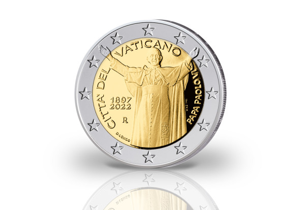2 Euro 2022 Vatikan 125. Geburtstag Papst Paul VI. in Coincard