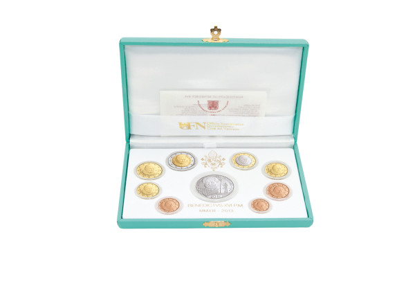 Vatikan offizieller Kursmünzensatz 2013 PP mit 20 Euro Silber