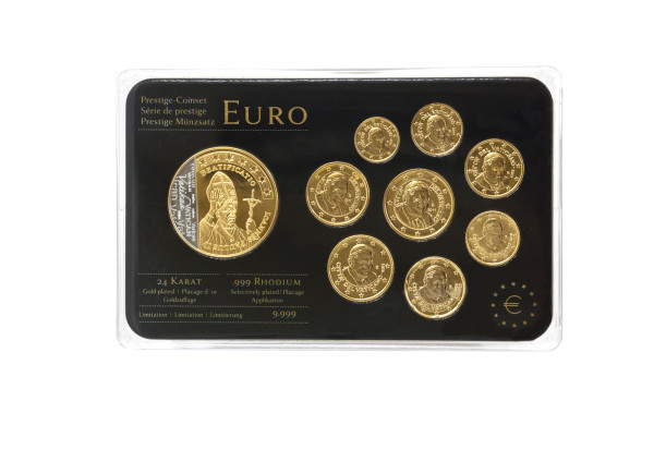 Eurosatz 2019 Vatikan veredelt mit Gold und Rhodium im Blister