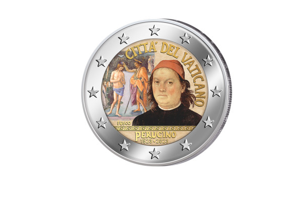 2 Euro 2023 Vatikan 500. Todestag Pietro Perugino st mit Farbmotiv