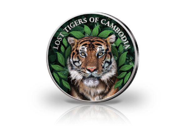Lost Tigers of Cambodia 1 oz Silber 2022 veredelt mit Farbapplikation