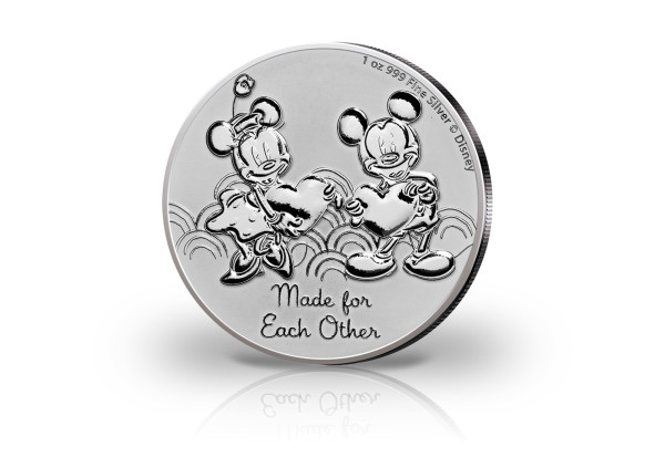 Disneys Mickey und Minnie Valentinstag 1 oz Silber 2023