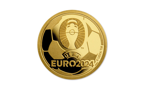 10 Dollar 2024 UEFA Goldmünze Cup Emblem