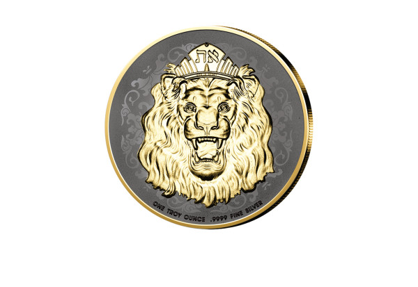 Roaring Lion 1 oz Silber 2023 mit Ruthenium und 24 Karat Goldauflage