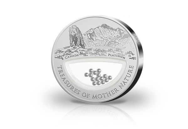 1 Dollar Silbermünze Treasures of Mother Nature Kanada mit platinierten Kugeln im Etui