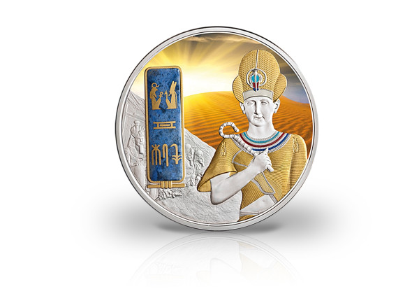 2 oz Silbermünze Ramses II. Ägypten PP mit Gold und Palladiumapplikation