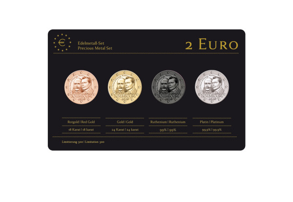 Edelmetallset 2 Euro 2020 Luxemburg 200. Geb. v. Prinz Heinrich v.Oranien-Nassau