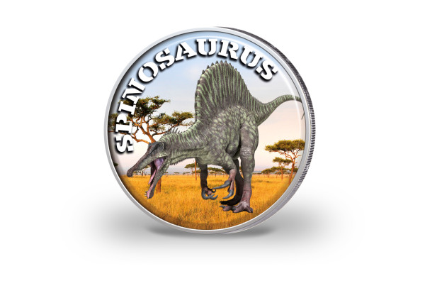 2 Euro mit Farbmotiv Dinosaurier Spinosaurus
