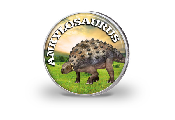 2 Euro mit Farbmotiv Dinosaurier Ankylosaurus