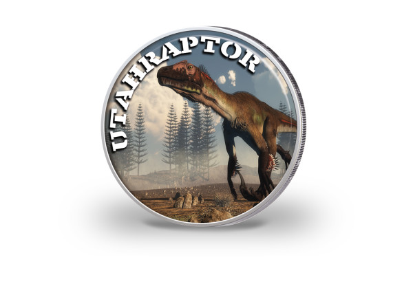 2 Euro mit Farbmotiv Dinosaurier Utahraptor